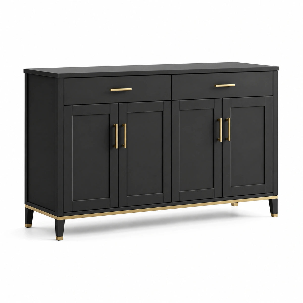 Buffet 140 cm en bois noir avec rangement style contemporain