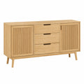 Buffet 150 x 40 x 80 cm en bois chêne clair avec 3 tiroirs et 2 portes style scandinave