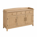 Buffet 150 cm en bois chêne clair avec 3 tiroirs et 3 portes style classique
