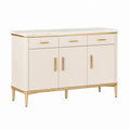 Buffet de rangement 150 x 40 x 90 cm blanc et doré avec plateau effet marbre