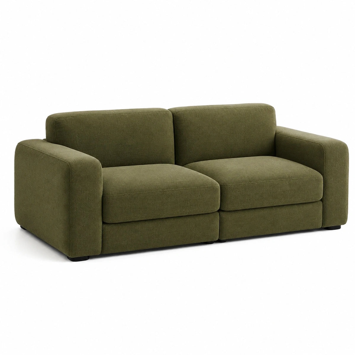 Canapé 2 places 170 x 95 x 85 cm en tissu vert olive - assise rembourrée contemporaine