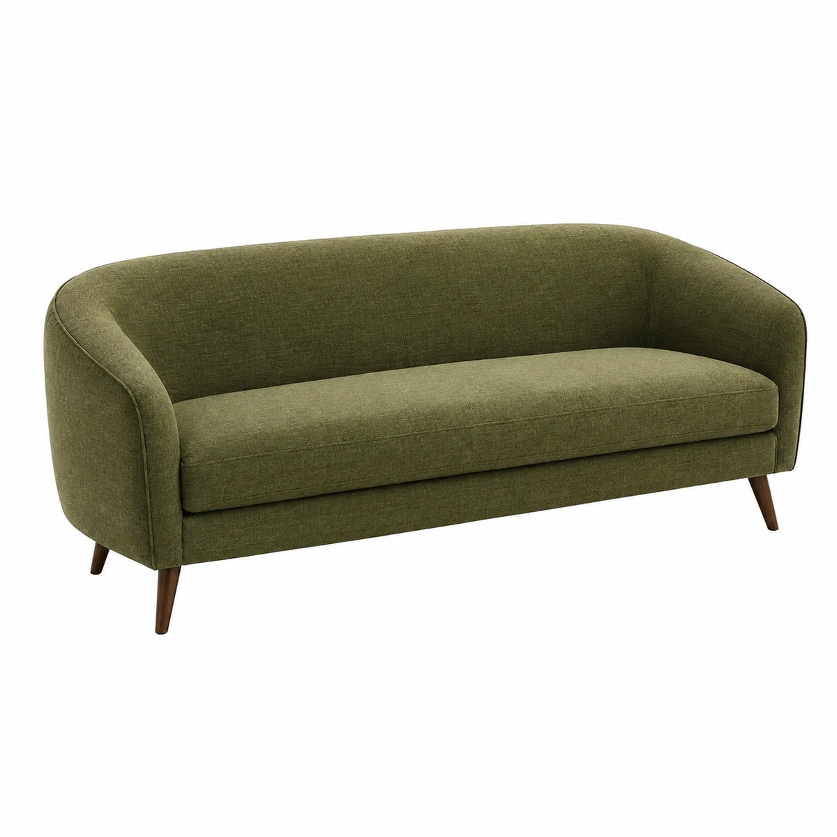 Canapé 2 places 170 cm en tissu vert kaki style rétro