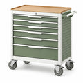Chariot d atelier à 7 tiroirs 77 x 46 x 98 cm acier vert plateau en bois mobile