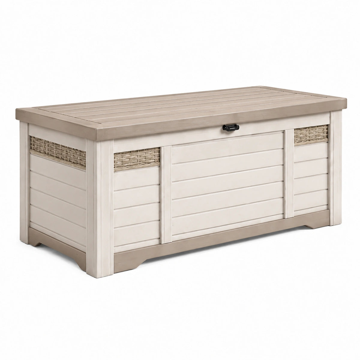 Coffre de rangement extérieur 150 x 75 x 75 cm en résine beige style classique