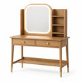 Coiffeuse 100 x 45 x 145 cm en bois marron avec miroir lumineux et rangements style moderne